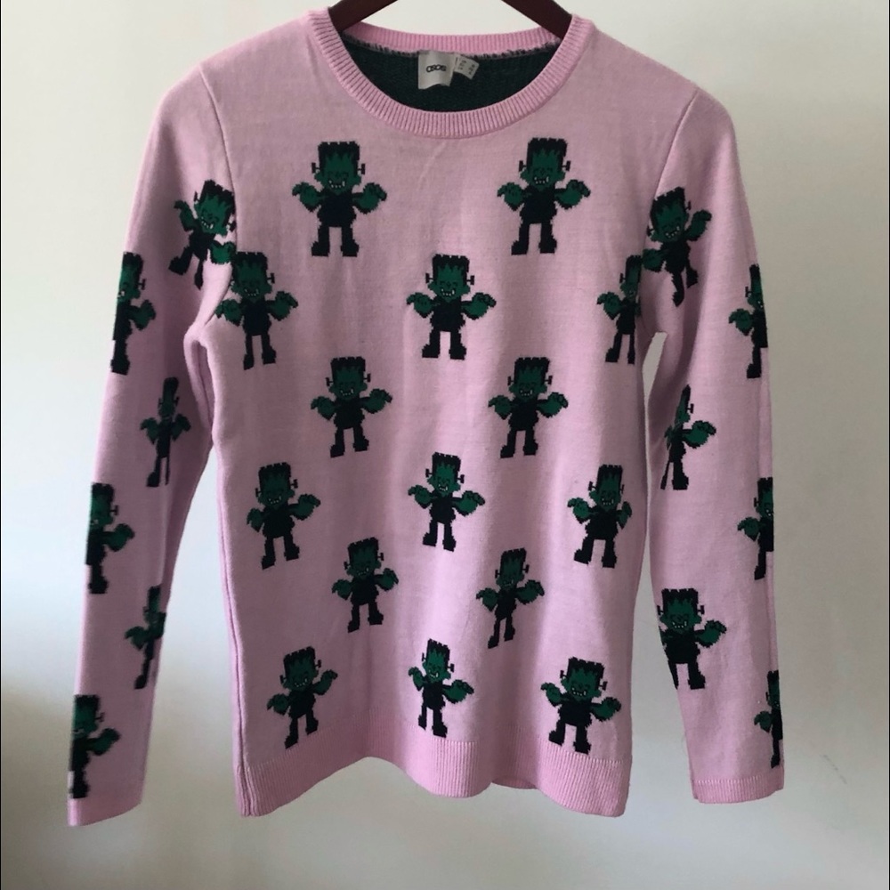 Pink Frankenstein Monster sweater